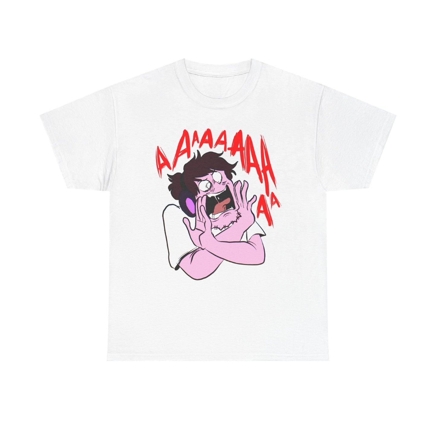 Funny Unisex Heavy Cotton Tee - 'AAAAAA' Scream Design for Comic Relief