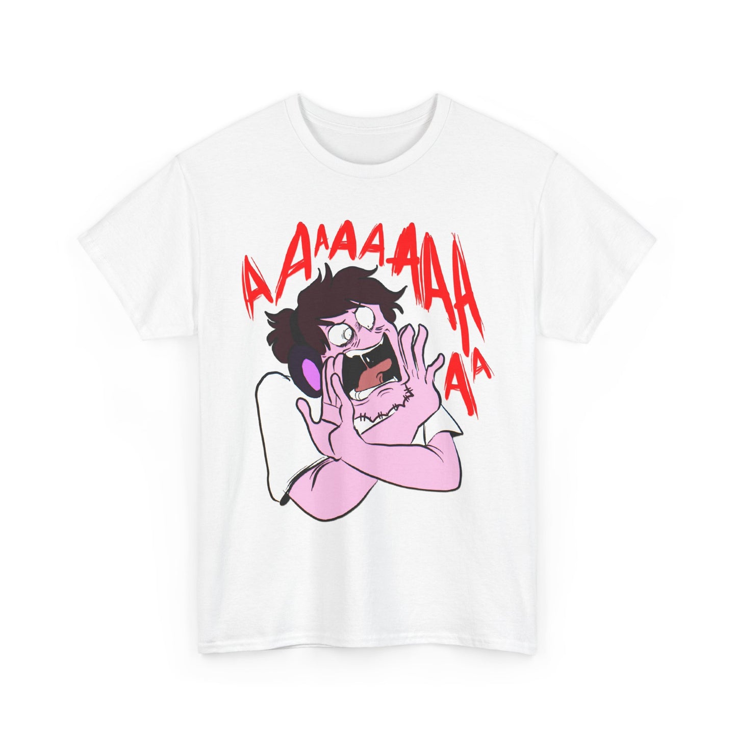 Funny Unisex Heavy Cotton Tee - 'AAAAAA' Scream Design for Comic Relief